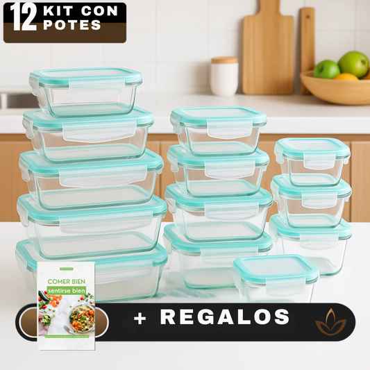 Kit con 12 Frascos Herméticos de Vidrio  [¡ÚLTIMAS UNIDADES EN STOCK!]