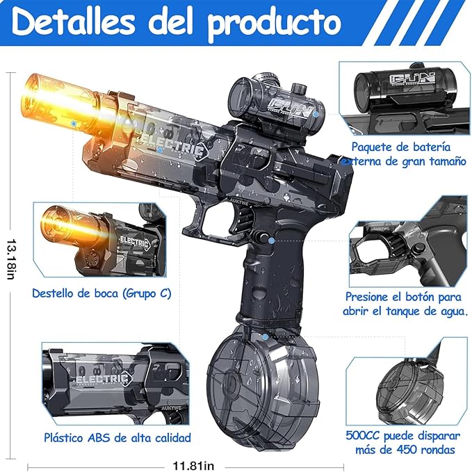Pistola de Agua Eléctrica Recargable – Potencia y Diversión sin Límites